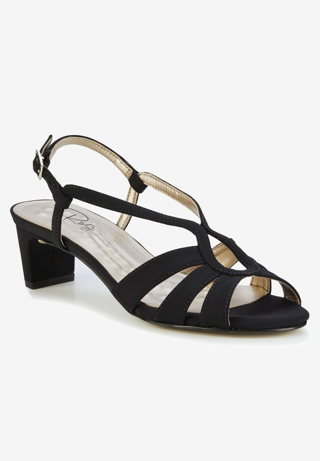 Special Occasion Leandra Heeled Sandal, Black Micro | Jessica London