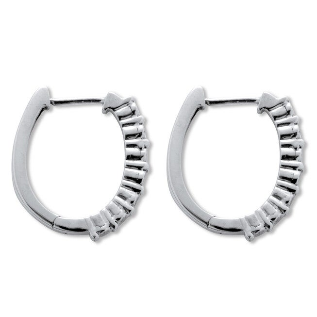.06 TCW Diamond Sterling Silver Hoop Earrings (1/2 Inch), WHITE, on-hover image number null