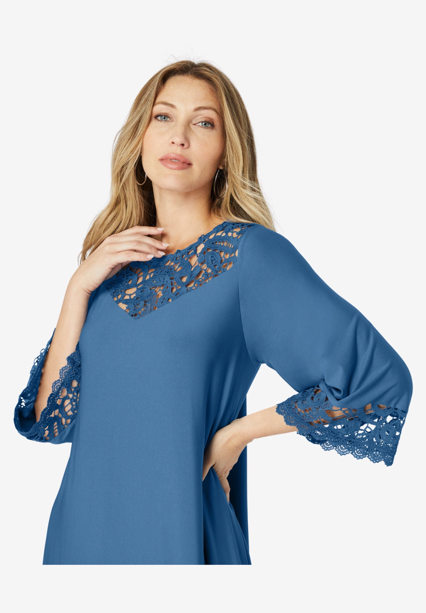 Plus Size Lace Cutout Fit and Flare Dress, , alternate image number 2