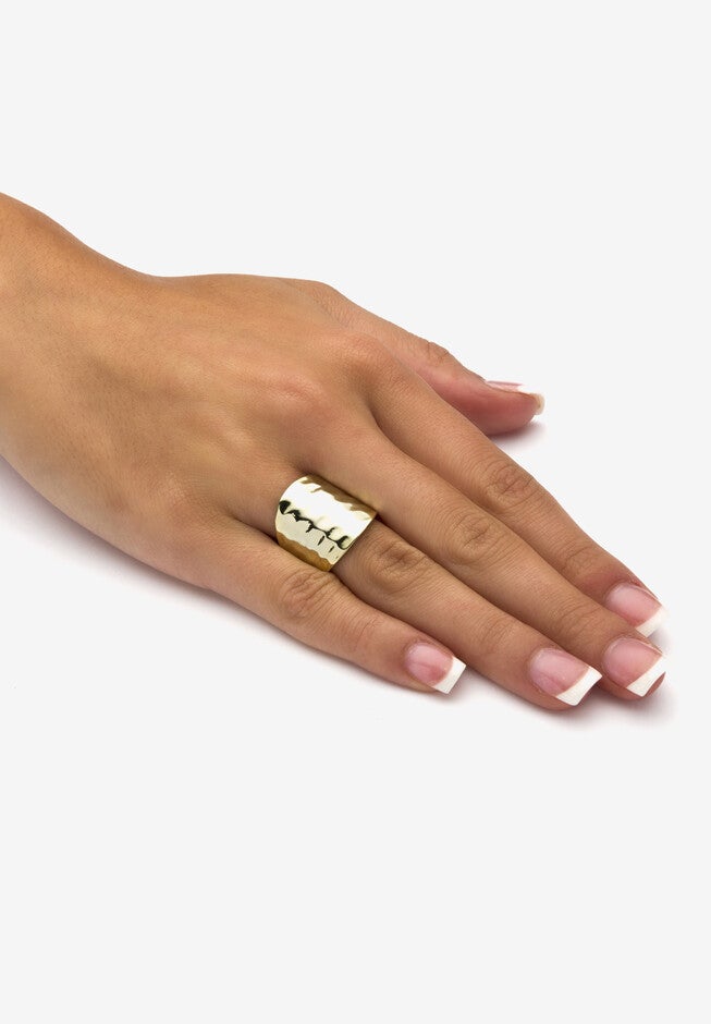 Yellow Gold-Plated Hammered Style Cigar Band Ring (5Mm) Jewelry, , alternate image number null