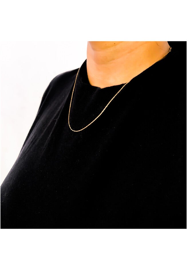 Solid Yellow Gold Slim And Dainty Rope Chain Necklace Unisex Chain 16 inches, , alternate image number null