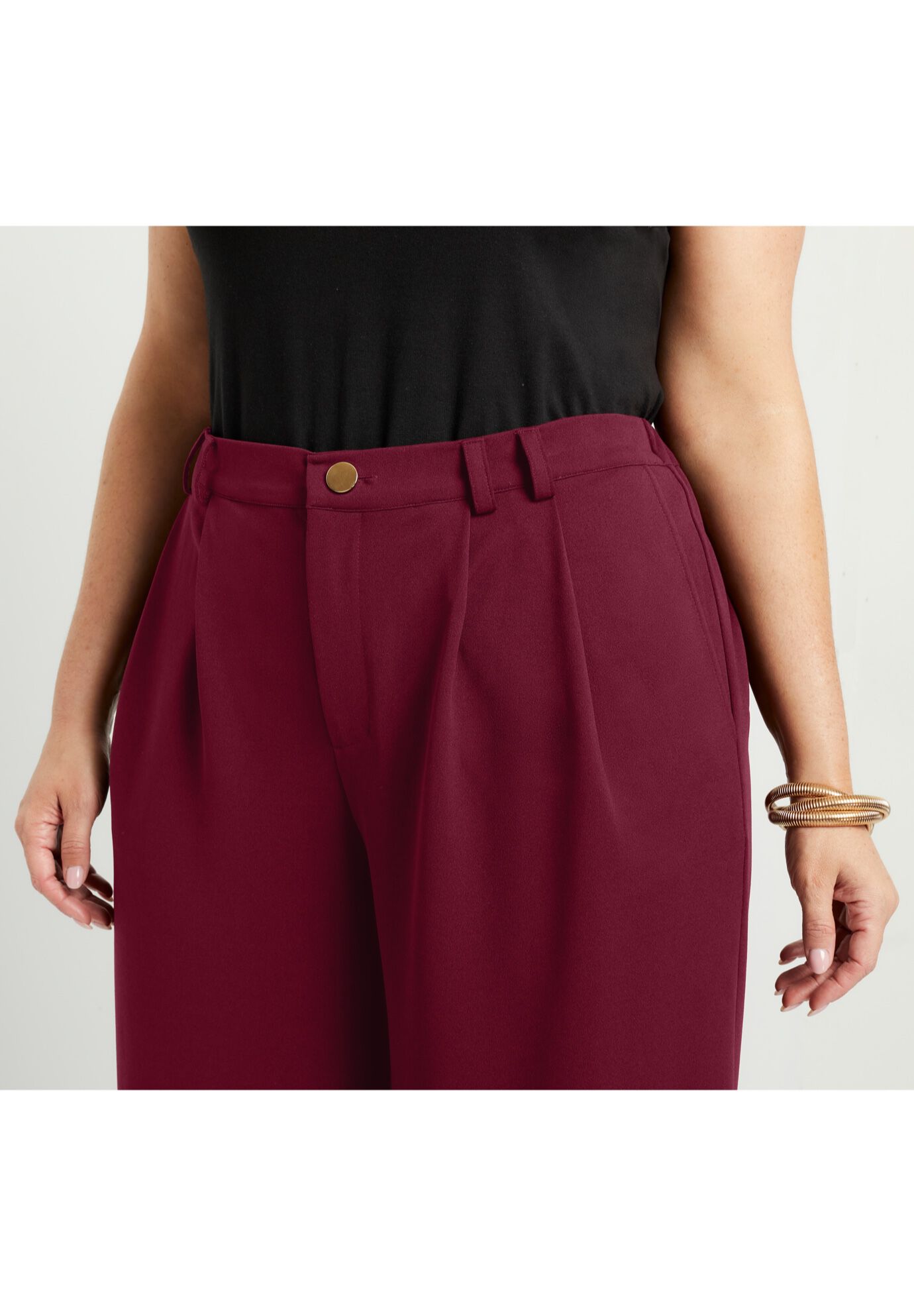 Pleated Wide-Leg Trousers, , alternate image number 2
