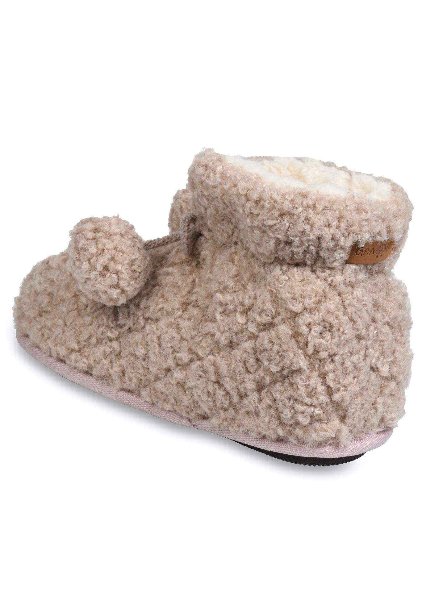 Quilted Teddy Bear Slipper Boot With Poms Slippers, , on-hover image number 1