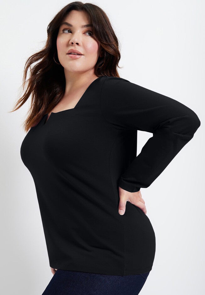 Split-Neck Long-Sleeve One + Only Tee, , alternate image number null