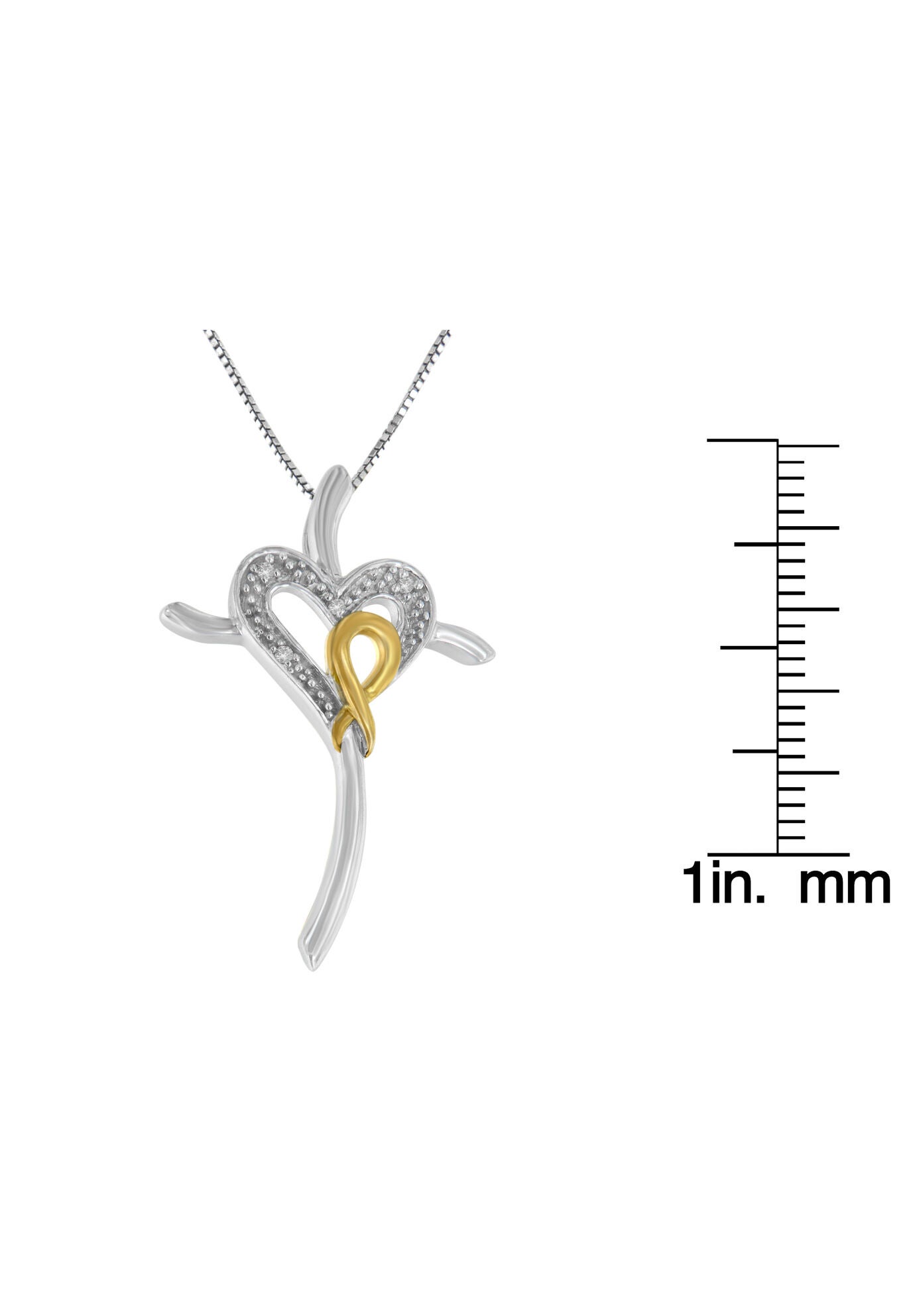 Yellow Gold Over Silver Diamond Heart-Cross Pendant Necklace, , alternate image number 3