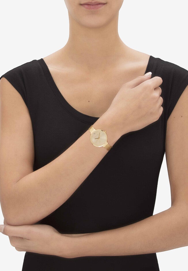 Goldtone Genuine Diamond Accent Fashion Multi-Chain Bracelet with Gold Face, 7 inches, , alternate image number null