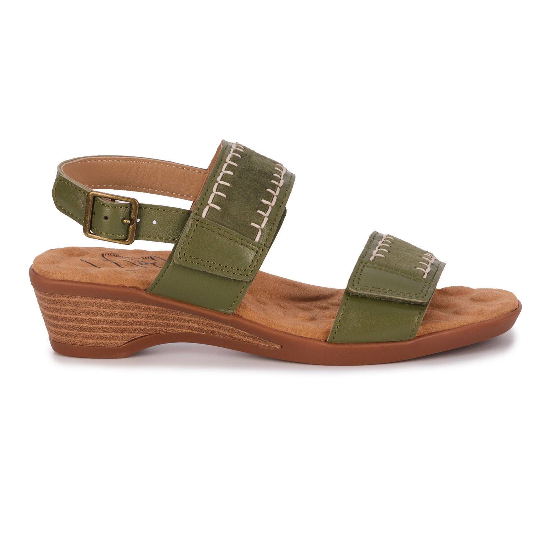 Kateri Sandal, OLIVE LEATHER SUEDE, alternate image number 2