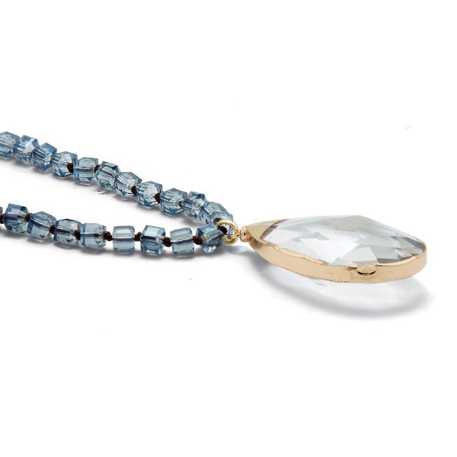 Crystal Pendant Beaded Goldtone Drop Necklace 32-inch, GRAY, on-hover image number null