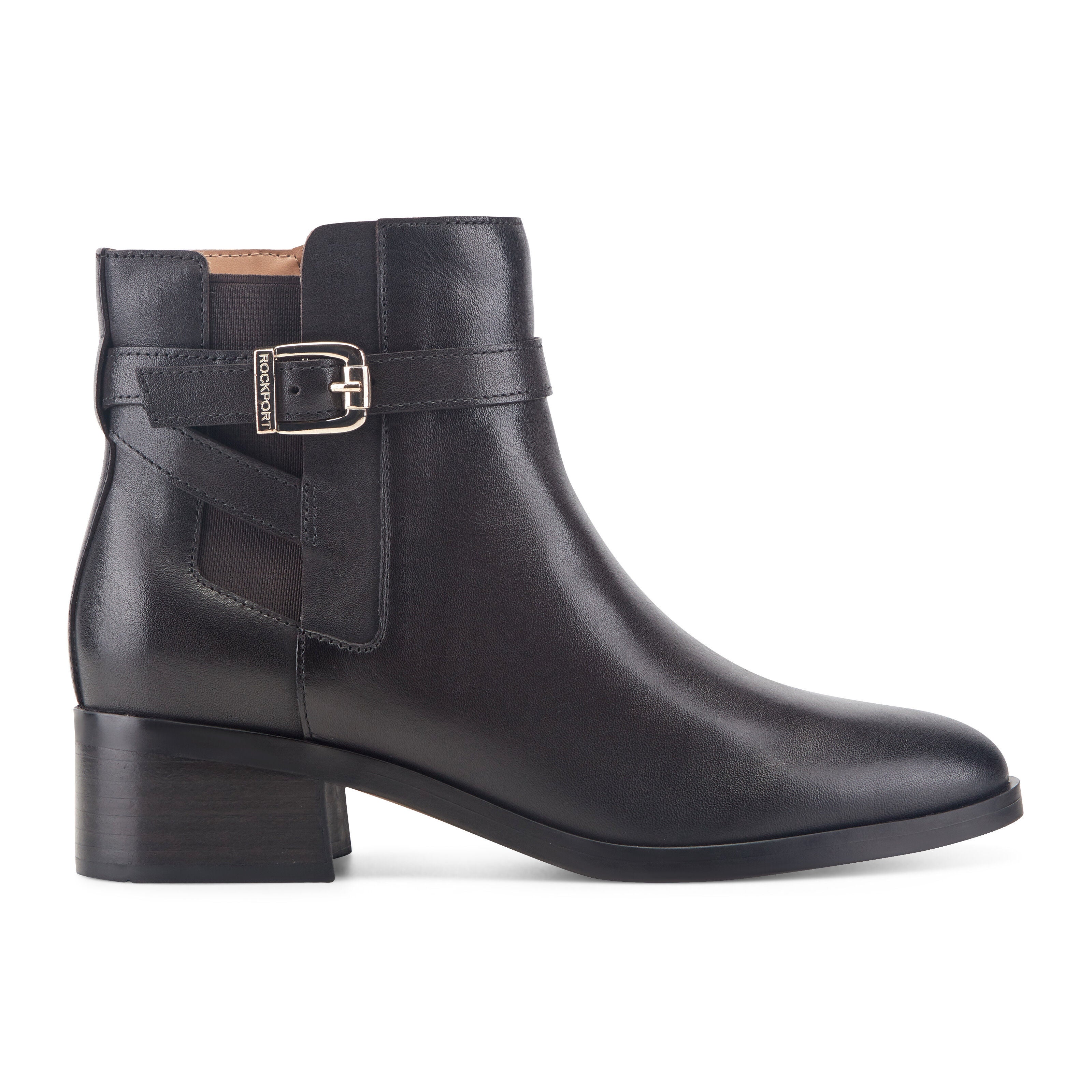 Teegan Dress Plain Toe Side Gore Booties, DARK BROWN, on-hover image number 1