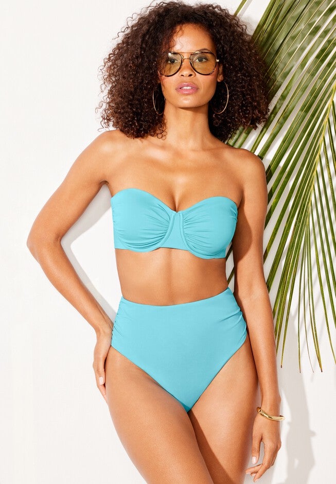Essentials Bandeau Shirred Brief Bikini Set, , alternate image number null