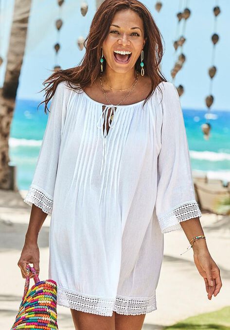 Giana Crochet Cover Up Tunic, WHITE, hi-res image number null