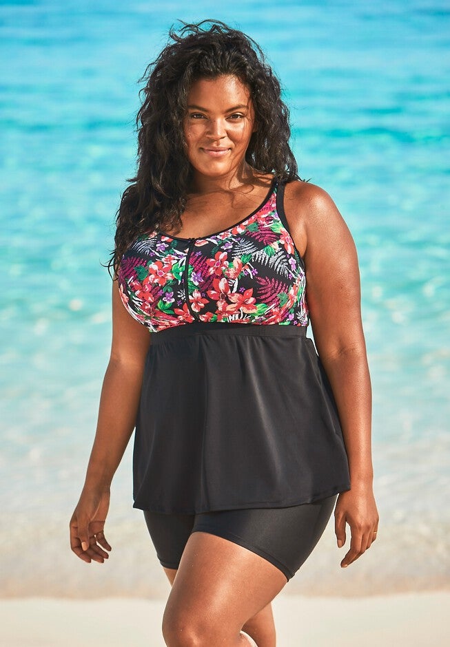 Zip-Front Tankini Top, , hi-res image number null