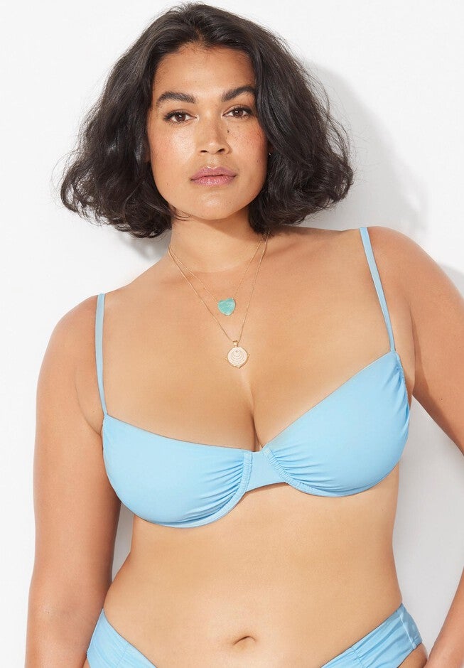 The Zoe Shirred Underwire Bikini Top, , alternate image number null