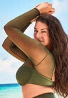 Long Sleeve Underwire Mesh Bikini Top, , on-hover image number null
