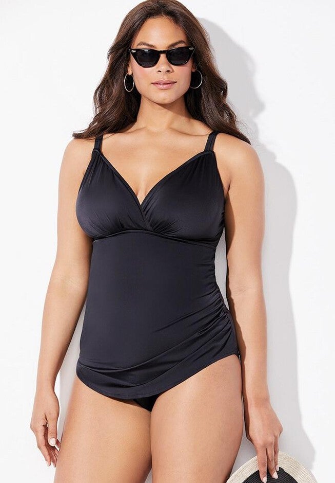 Plunge Sarong Front Swimsuit, , alternate image number 2