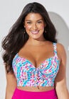 Bra Sized Tie Front Longline Underwire Bikini Top, , alternate image number null