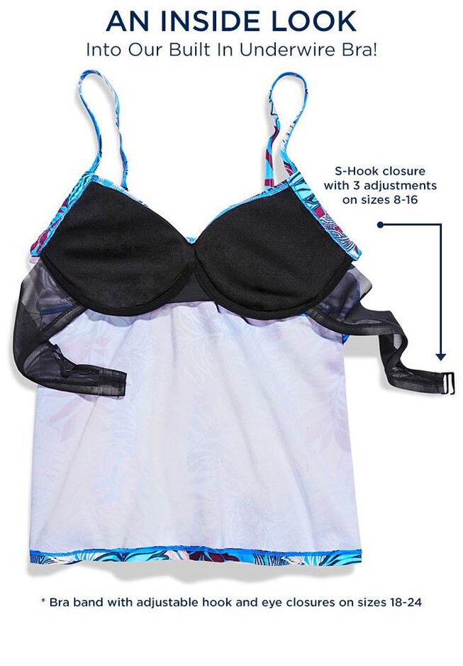 Tie Front Underwire Tankini Set with Banded Short, , alternate image number null