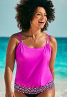 Loop Strap Blouson Tankini Top, FLUORESCENT PINK PINK, hi-res image number null