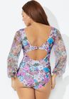 Cup Sized Chiffon Sleeve One Piece Swimsuit, , alternate image number 4
