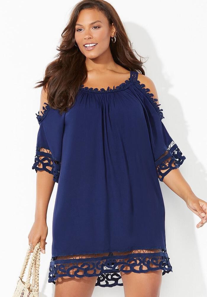 Vera Crochet Cold Shoulder Cover Up Dress, , alternate image number 3