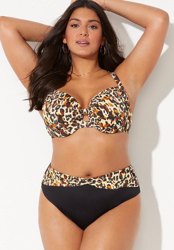 Mogul Bra Sized Underwire Bikini Set with Twist Front Brief, , hi-res image number 0