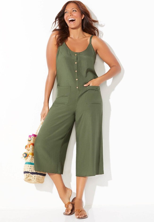 Brittany Button Front Jumpsuit Cover Up, , alternate image number 2
