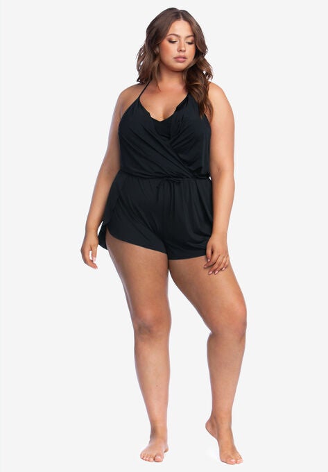V Neck Swim Romper By Kenneth Cole Reaction Plus Sizeone Piece