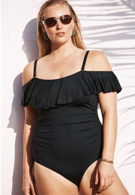 Off The Shoulder Shirred Swimsuit By La Blanca Plus Size One