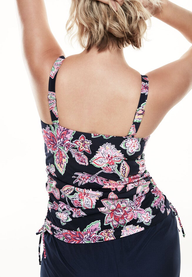 Side adjustable tankini swim top, , on-hover image number null