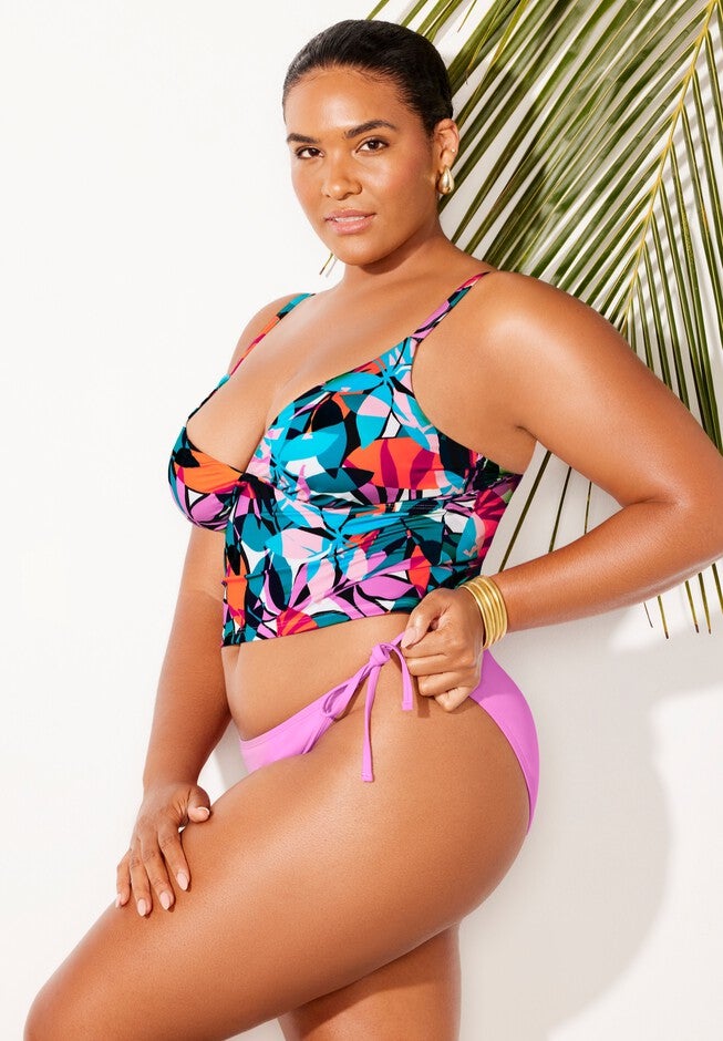 Essential Cropped String Tankini Set, , alternate image number null