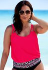 Loop Strap Blouson Tankini Top, , alternate image number null