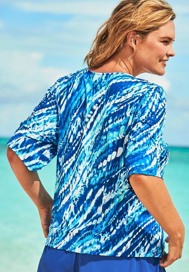 Three-Quarter Sleeve Swim Tee, , on-hover image number 1