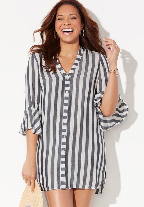 Sandra Button Up Cover Up Shirt, , alternate image number null