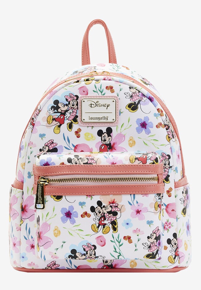 Loungefly X Disney Mickey & Minnie Mouse Floral Mini Backpack Handbag, MULTI, hi-res image number 0