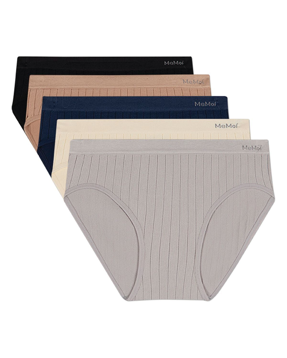 5 Pair Women's Seamless Wide-Rib Full-Coverage Tag-Free Briefs, WINTER COLOR MULTI, hi-res image number 0