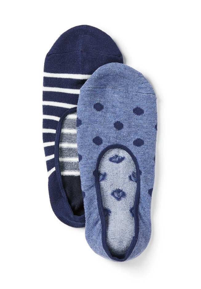Dot & Stripe Liner Socks 2-Pack, MARINER NAVY, hi-res image number null