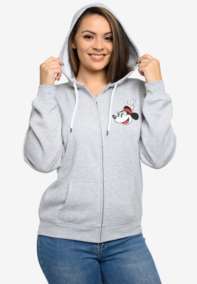 Disney Mickey Minnie Mouse Stroll Zip Hoodie Sweatshirt Gray, GRAY, hi-res image number 0