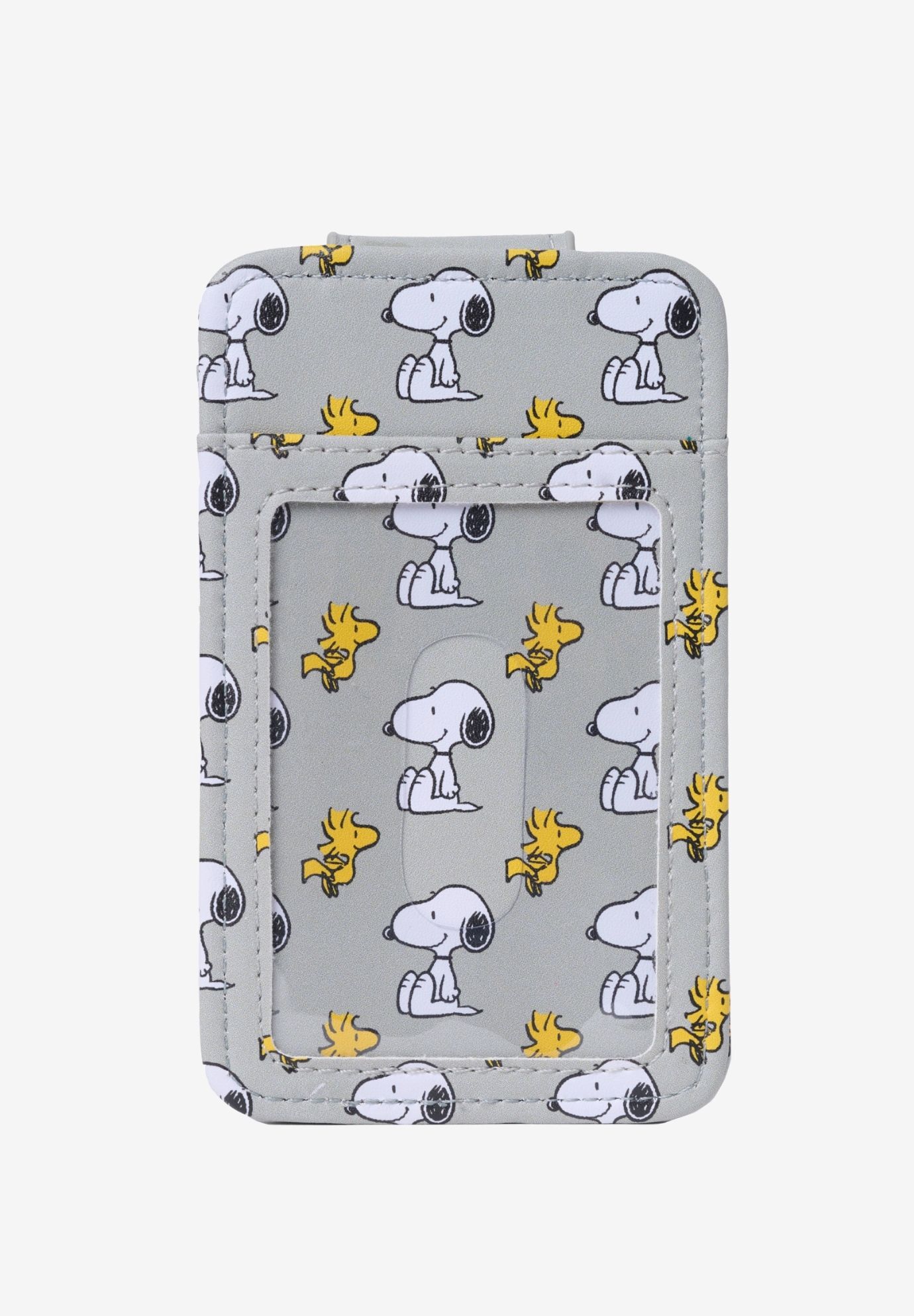 Peanuts Snoopy Woodstock Card Holder Wallet Slim Travel, GRAY, on-hover image number 1