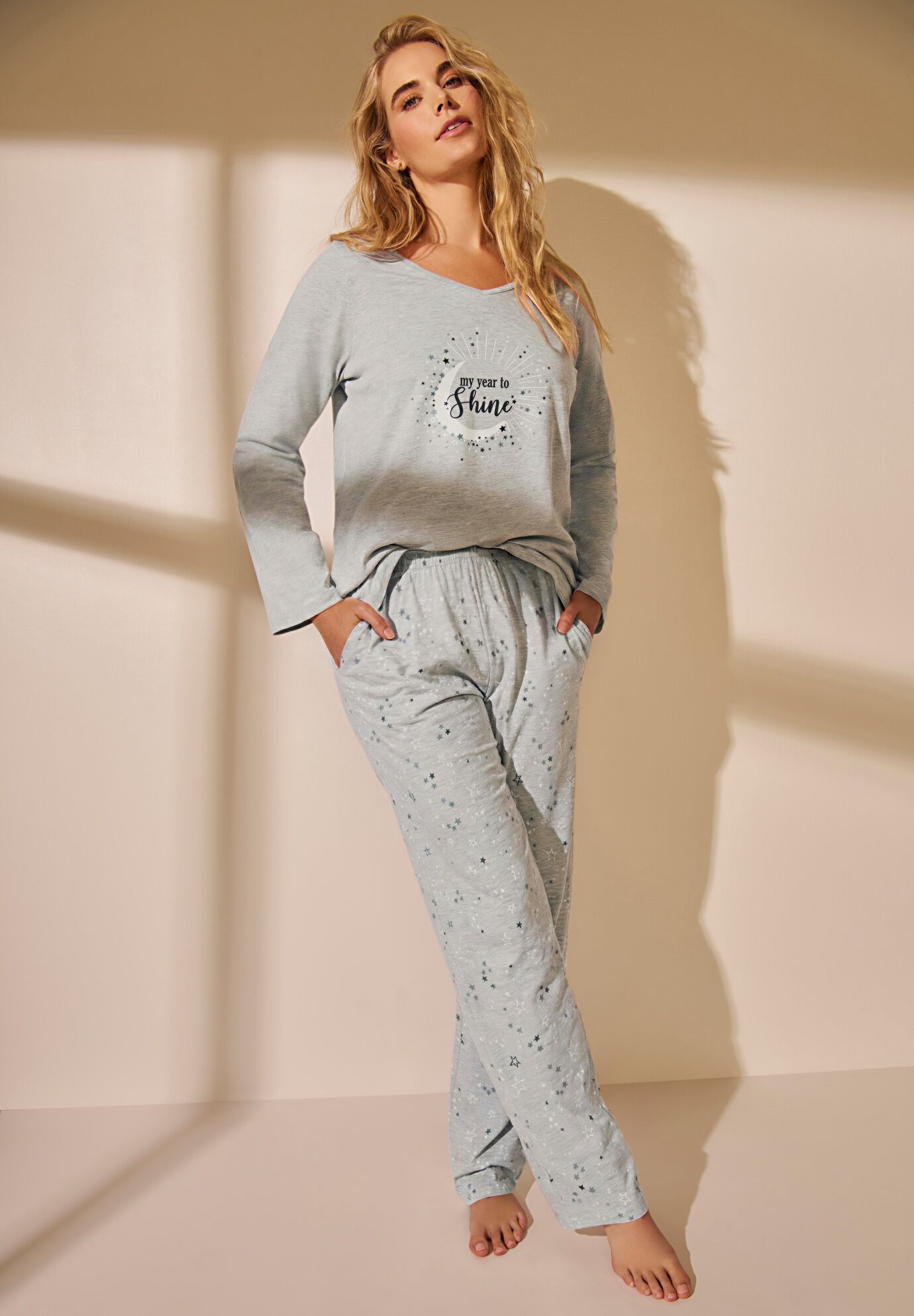 Three-Quarter Sleeve Pajama Set, , alternate image number 4