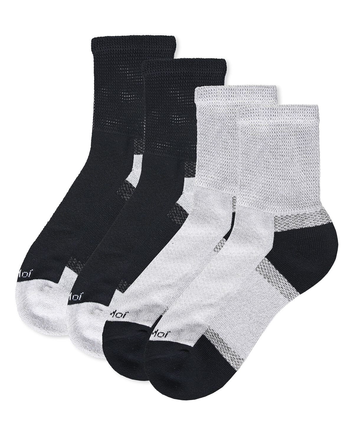 2 Pair Pack Unisex Diabetic Half Cushion Quarter Socks, NAVY GRAY, alternate image number 1