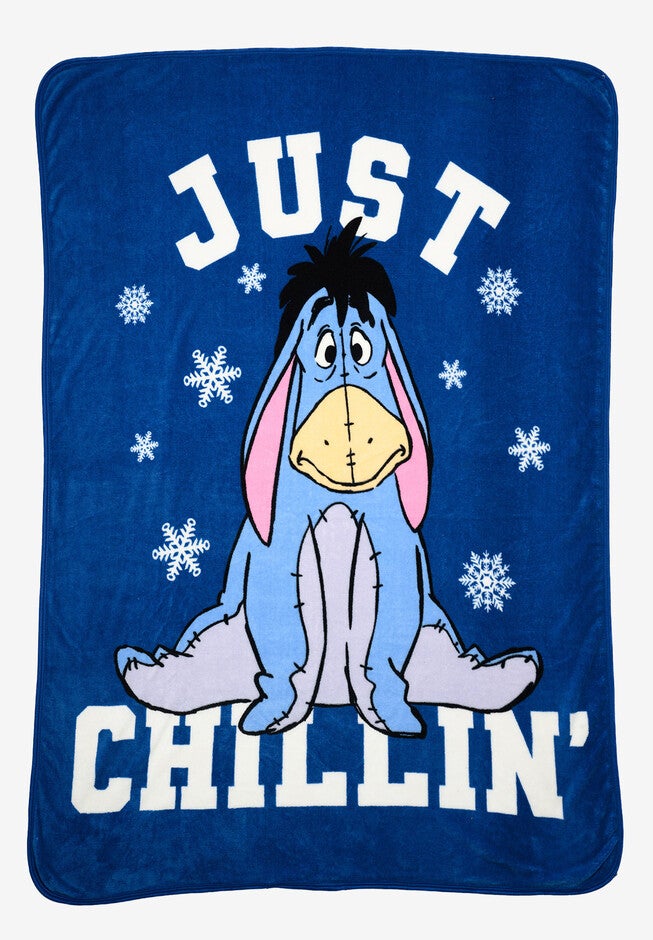 Disney Eeyore Plush Blanket 46 inches X 60 inches Just Chillin Blue, BLUE, hi-res image number 0