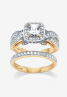 Gold over Silver Bridal Ring Set Cubic Zirconia (1 3/4 cttw TDW), GOLD, hi-res image number null
