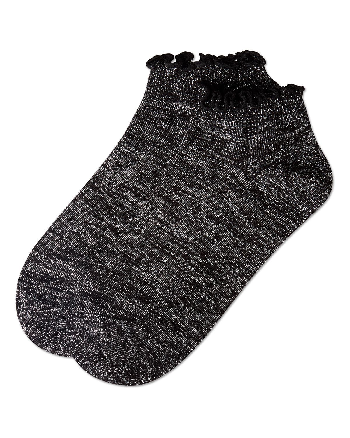Women's Lurex Bamboo Shortie Socks, BLACK, alternate image number 2
