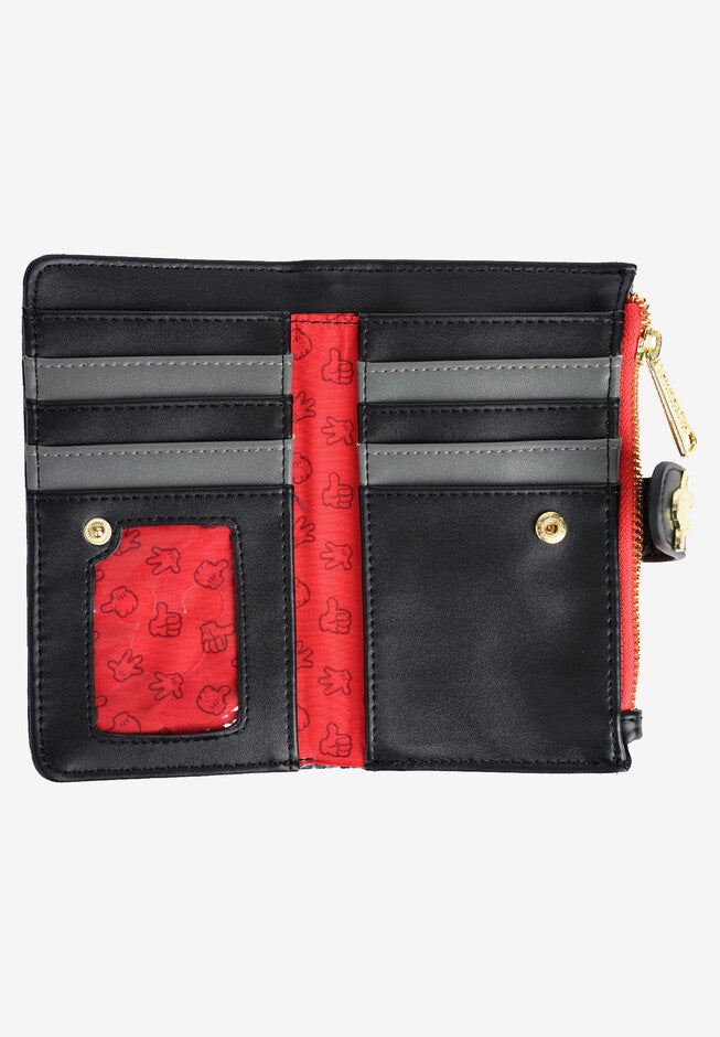 Loungefly X Disney Women'S Mickey Mouse Snap Flap Wallet Black Red Icons Wallet, , alternate image number 3