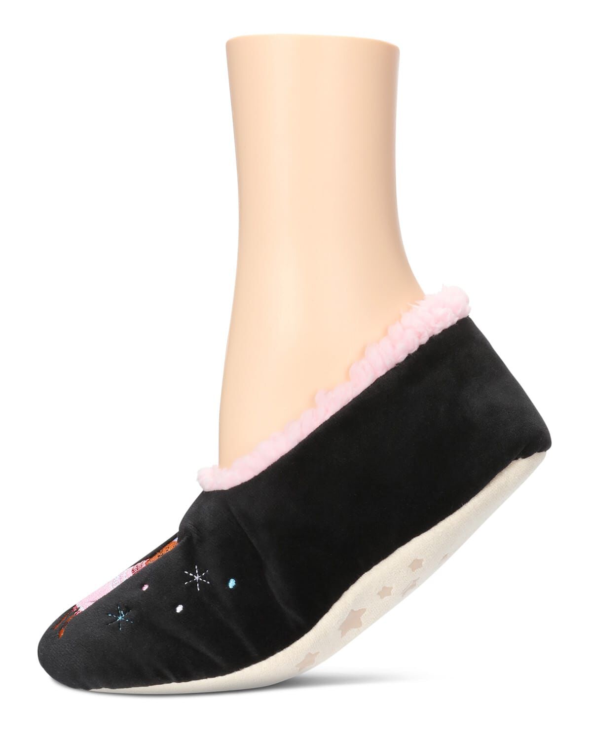 Women's Sweater Cats Sherpa Lined Slippers, BLACK, alternate image number 1