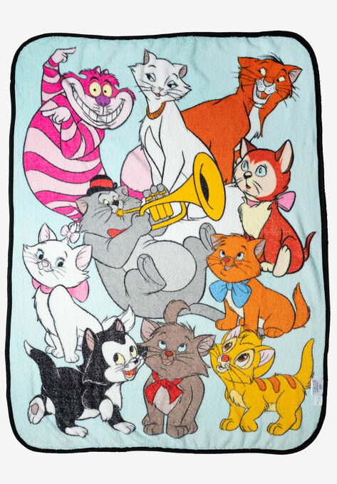 Disney Cats Throw Blanket 46" x 60" Plush Figaro Cheshire Cat Dinah Toulouse, , on-hover image number null