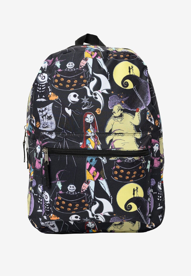 Disney Nightmare Before Christmas Jack Skellington All-Over Print 16 inches Deluxe Nylon Backpack, BLACK, hi-res image number null