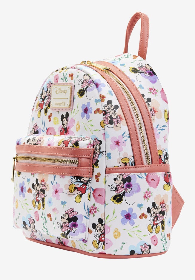 Loungefly X Disney Mickey & Minnie Mouse Floral Mini Backpack Handbag, , alternate image number 2