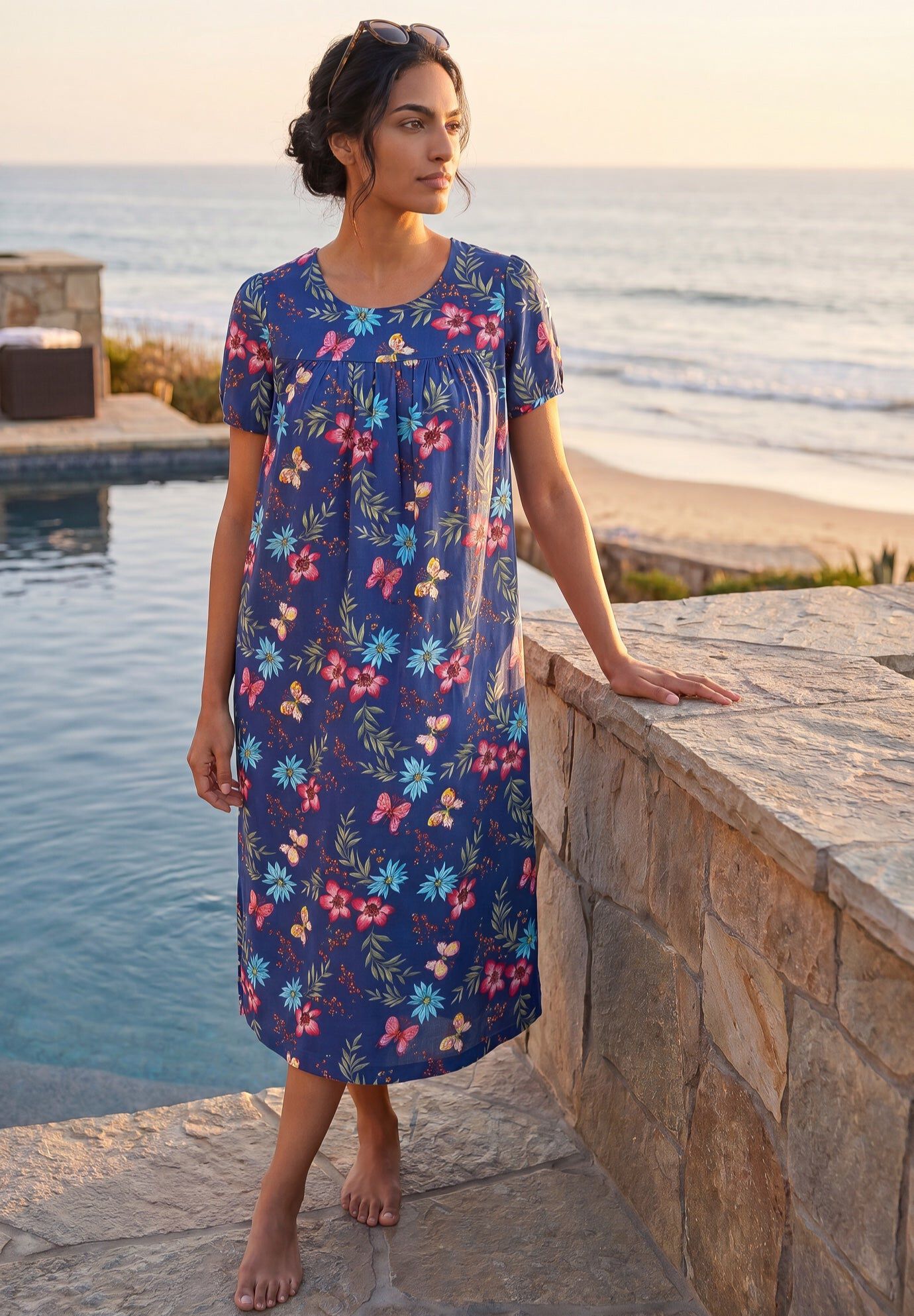 Short Print Shirred Lounger