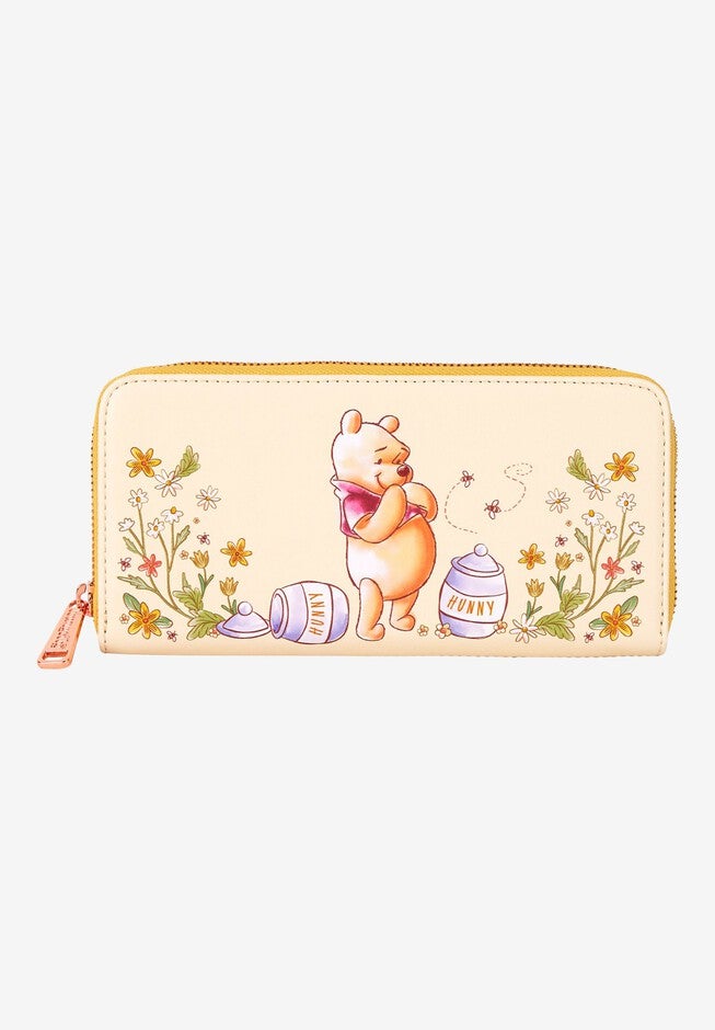 Loungefly x Disney Winnie The Pooh Honey Floral Zip Around Wallet, YELLOW, hi-res image number null